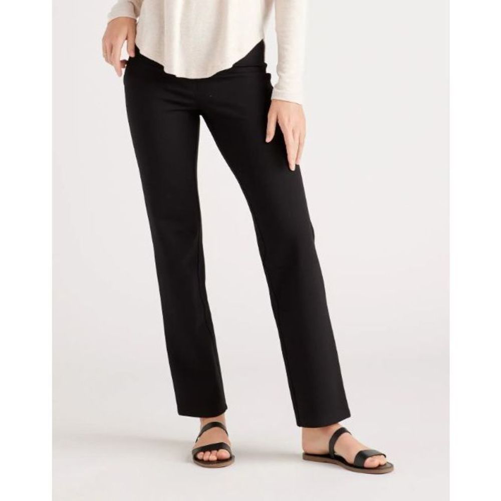 Quince Women's Ultra-Stretch Ponte Straight Leg Pant - 30" inseam Black XL NEW